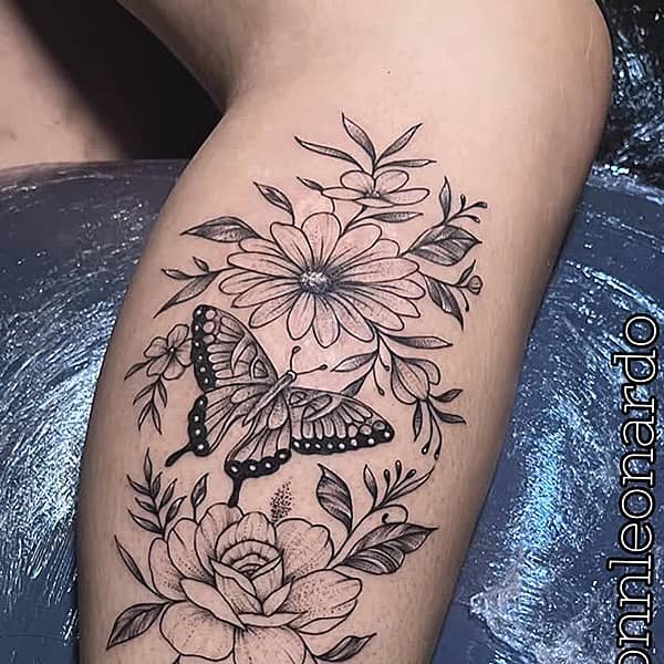 Floral Cascade with Butterflies