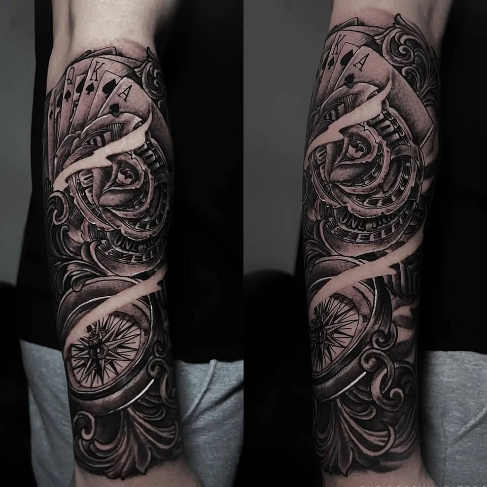 Ace, Rose & Compass Forearm