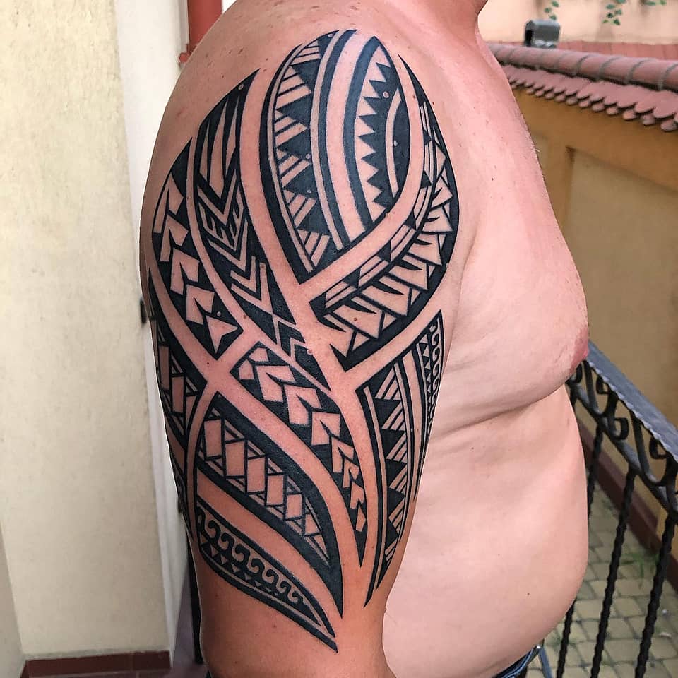 Polynesian-Style Tribal Half Sleeve