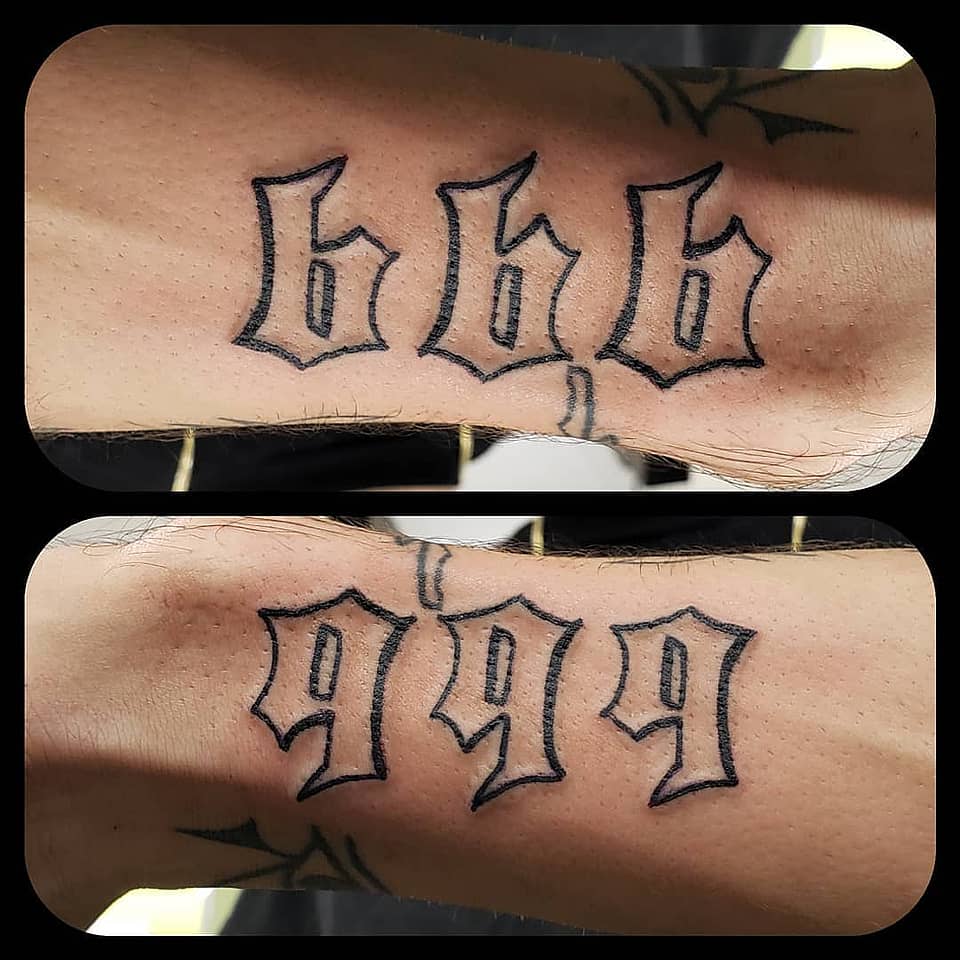 666 / 999 Blackletter Ambigram