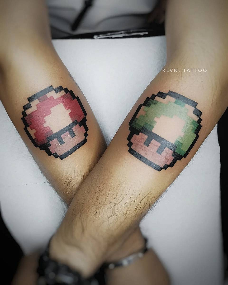 8-Bit Super Mushrooms — Red & 1-Up