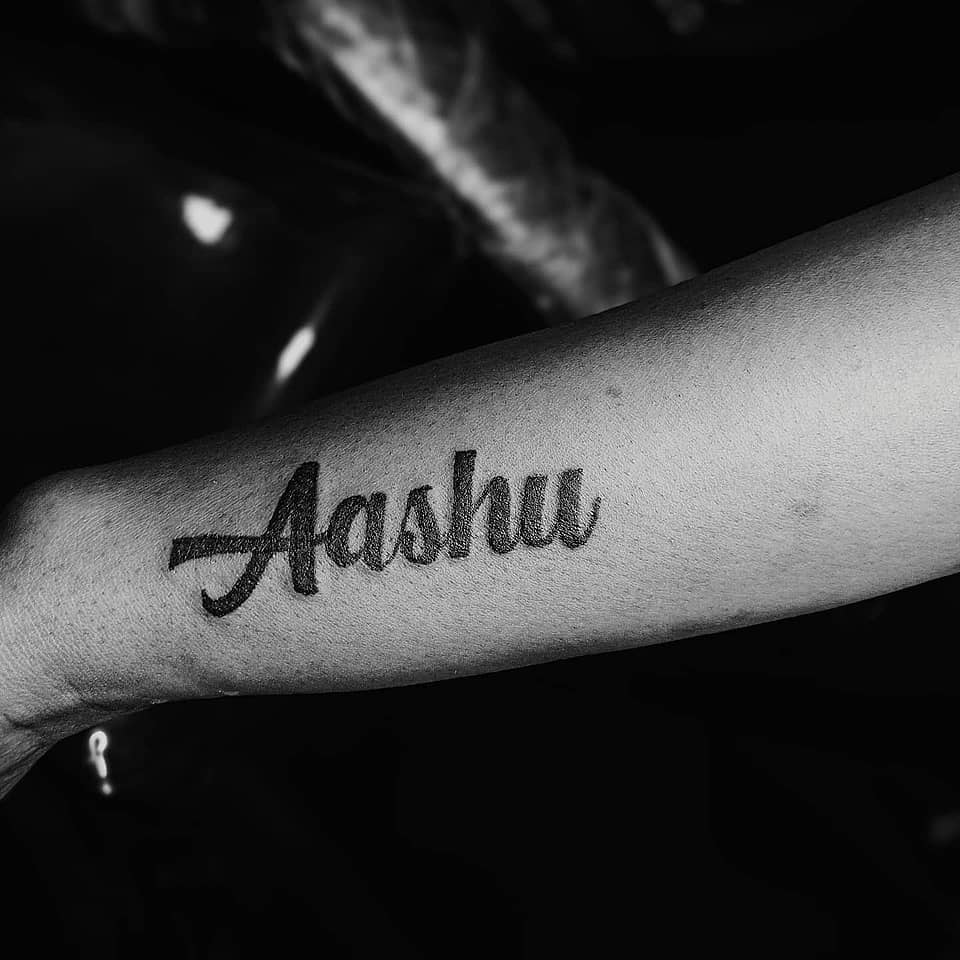 Aashu Cursive Name Tattoo