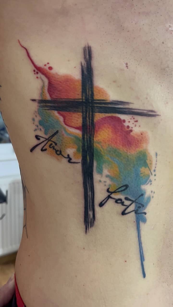 Amor Fati Watercolor Cross