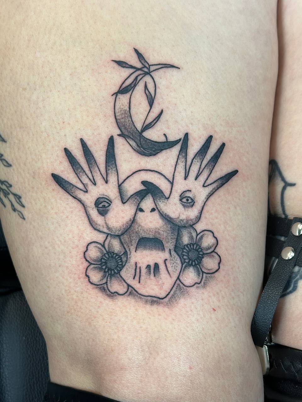 Antlered Skull with Flowers