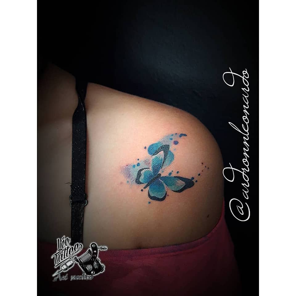 Aqua Watercolor Butterfly