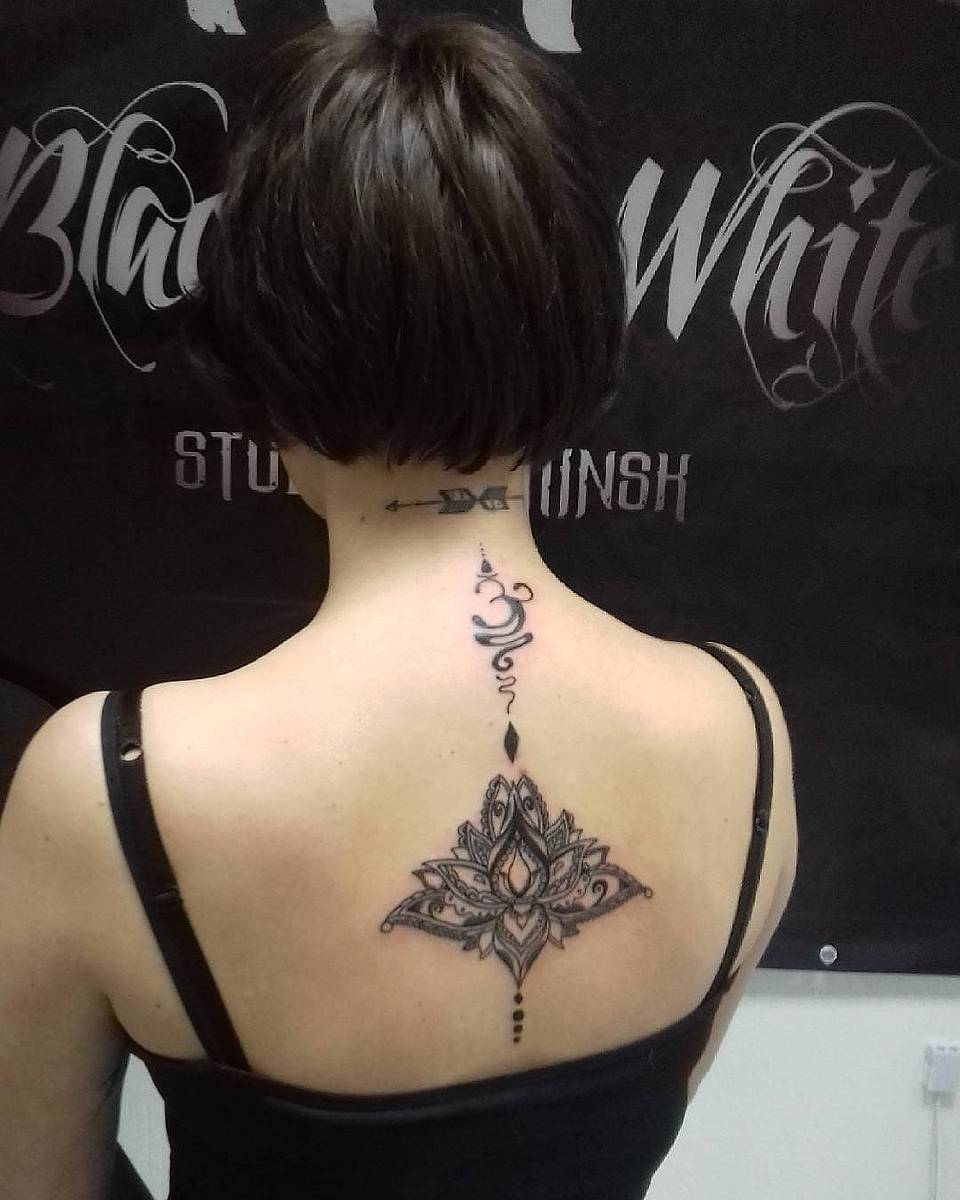 Ascending Lotus Mandala Spine Piece