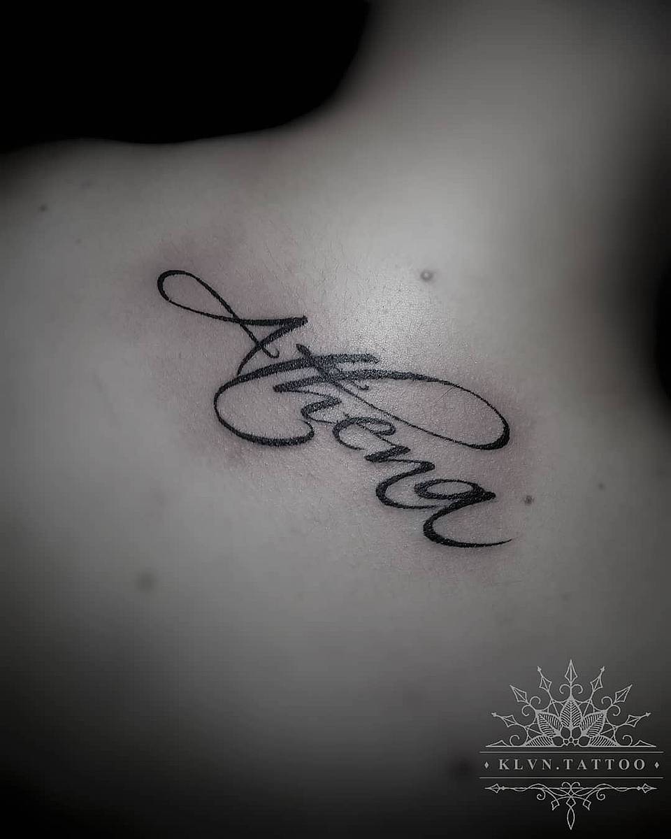Athena Cursive Name Tattoo