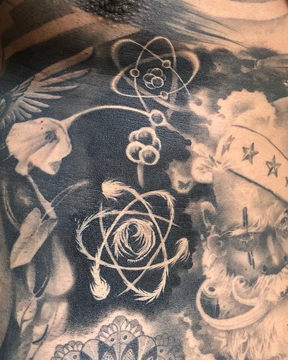 Atomic Rose & Bearded Portrait Chest Piece