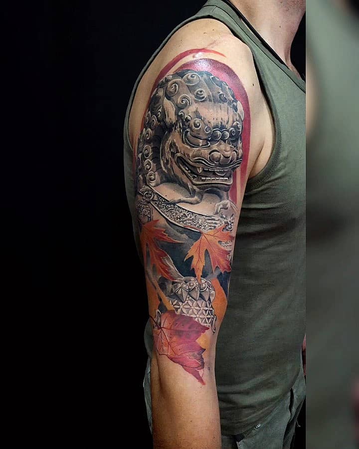 Autumn Guardian Lion Half Sleeve