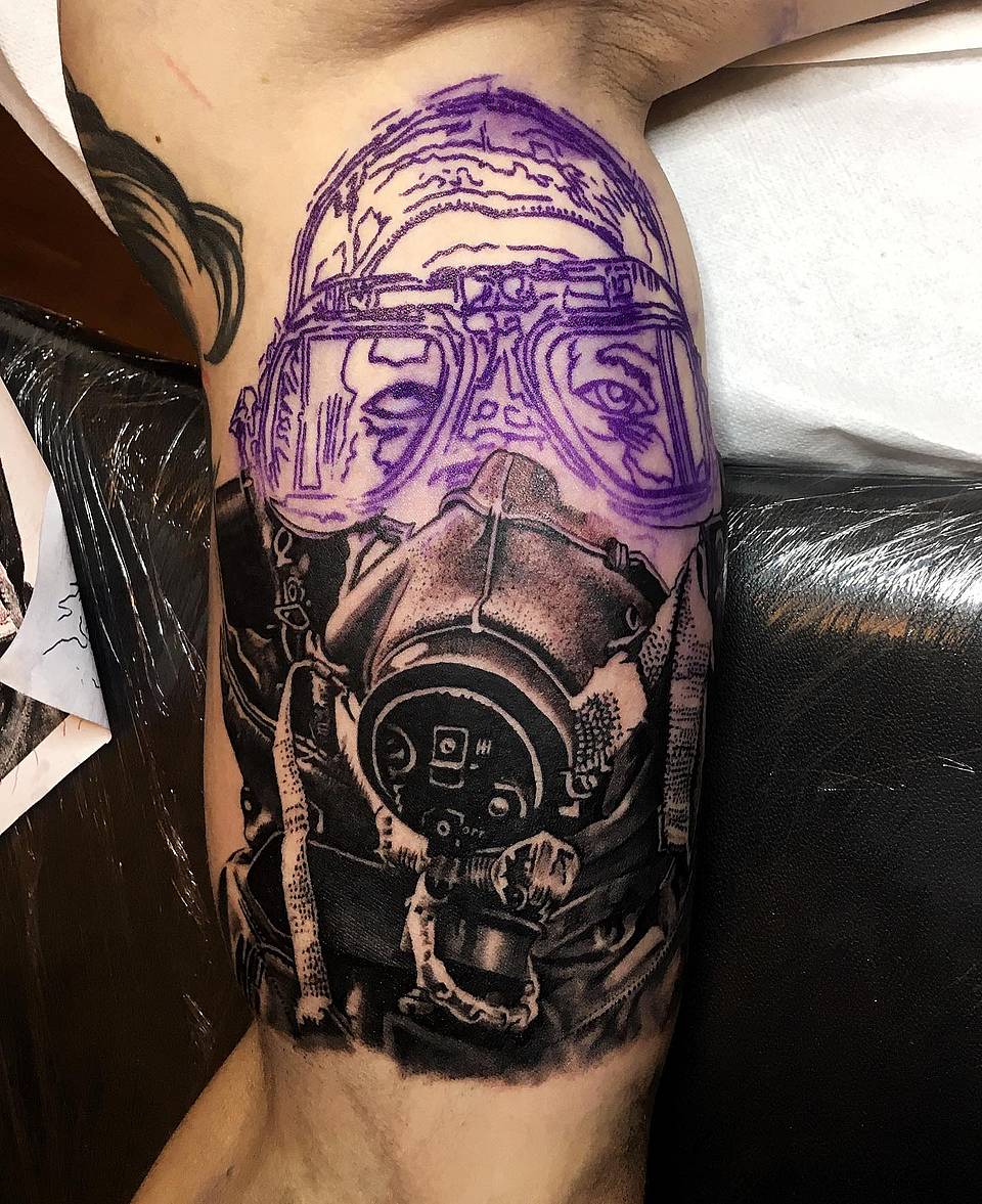 Aviator with Oxygen Mask