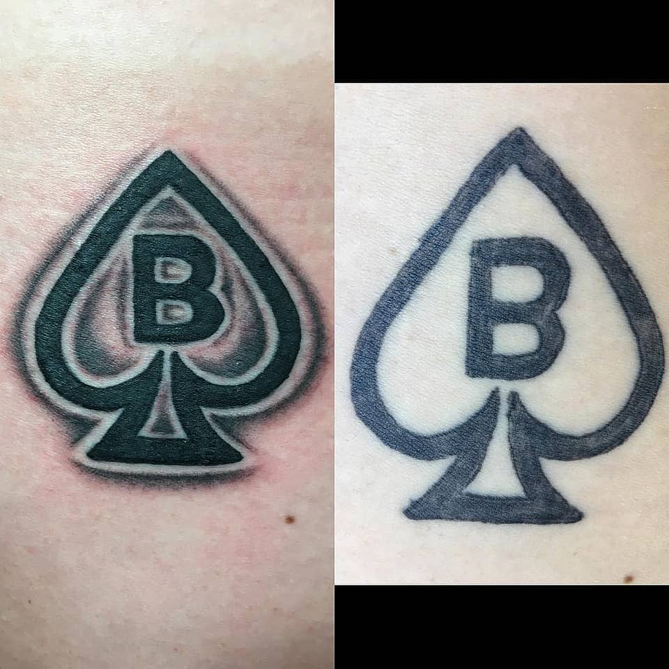 B Initial Spade Blackwork