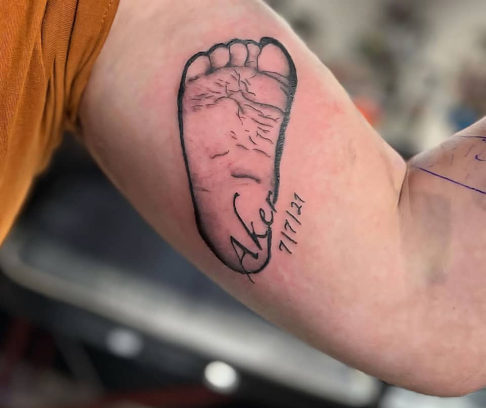 Baby Footprint Commemorative Tattoo