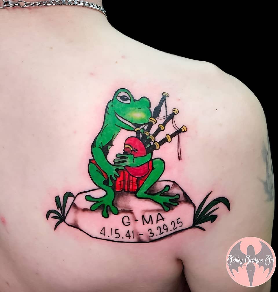 Bagpipe Frog Memorial