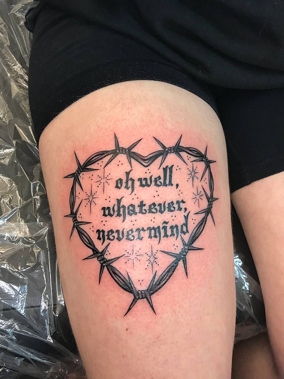 Barbed-Wire Heart with Gothic Script