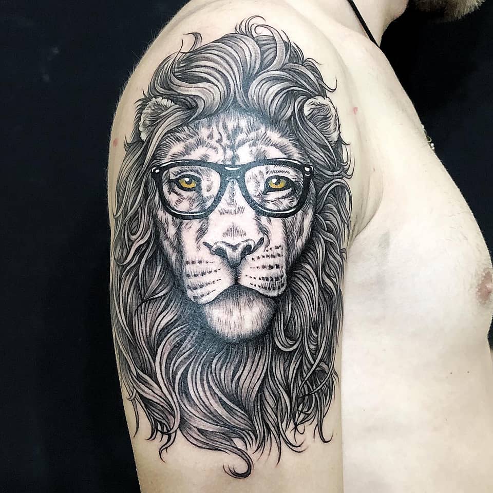Bespectacled Lion Portrait