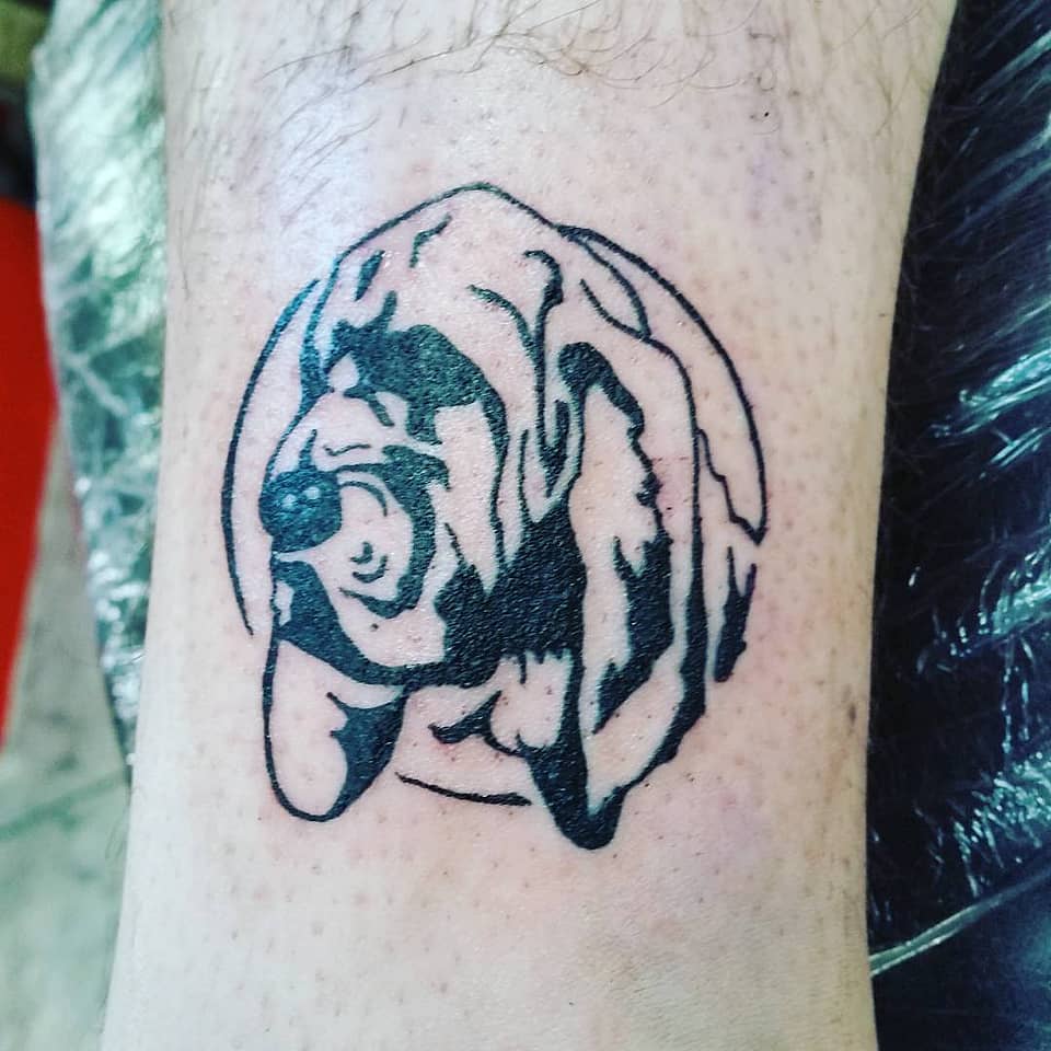 Blackwork Bloodhound Portrait