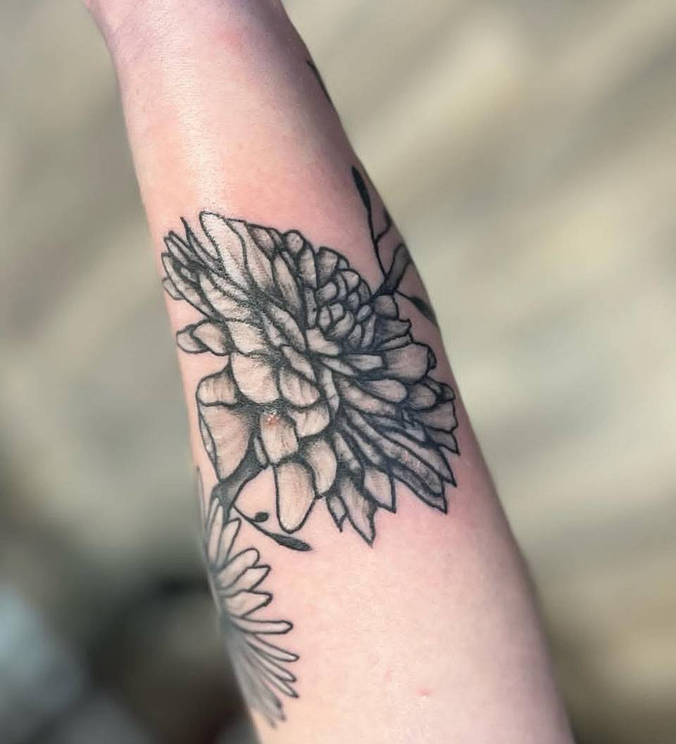 Blackwork Chrysanthemum