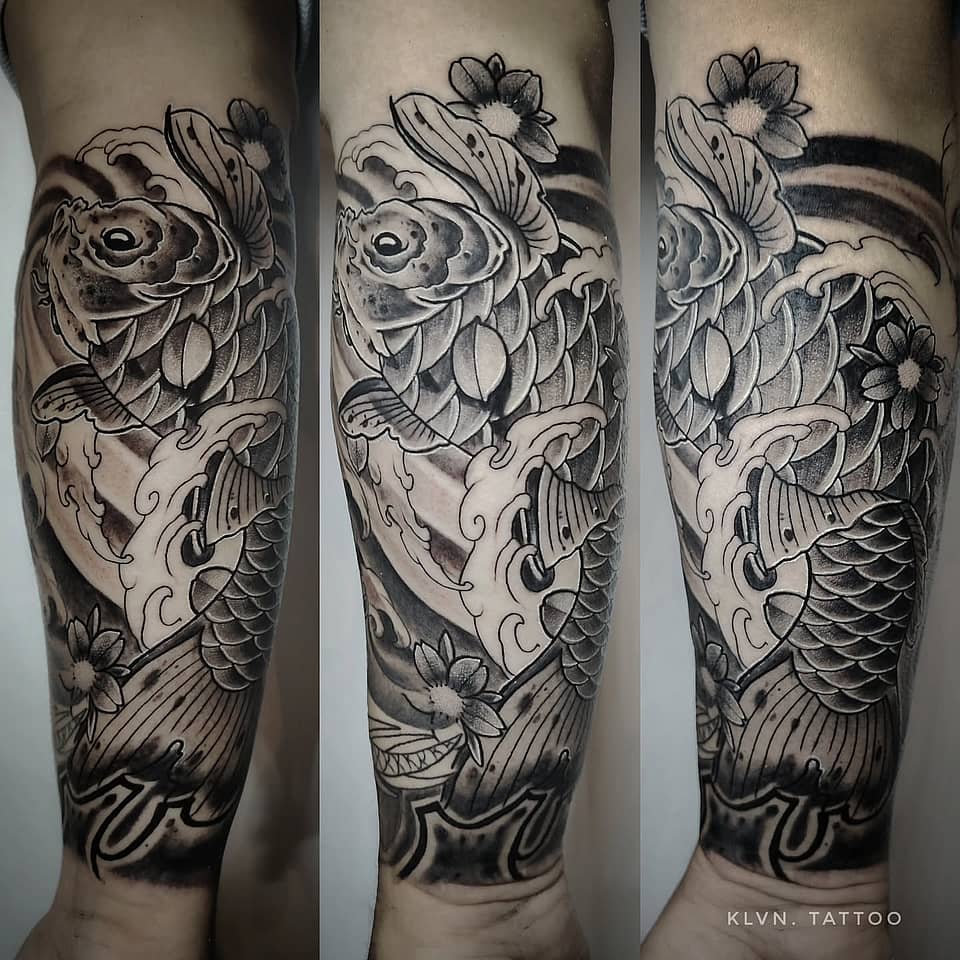 Blackwork Koi Wrap