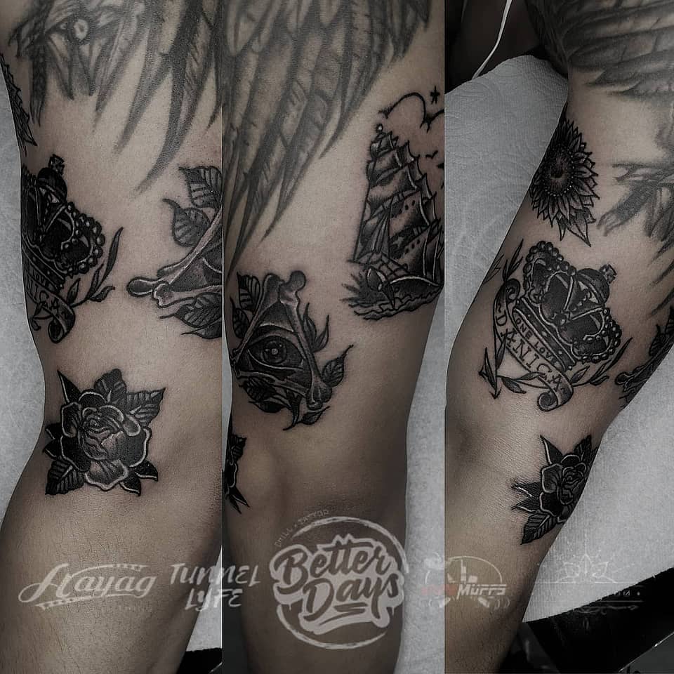 Blackwork Neo-Traditional Arm Collage