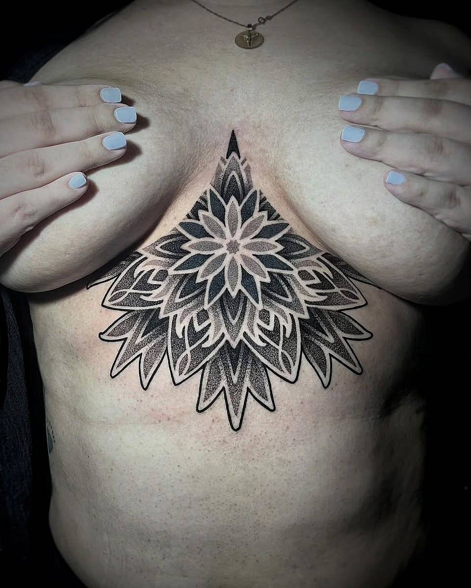 Blackwork Sternum Mandala