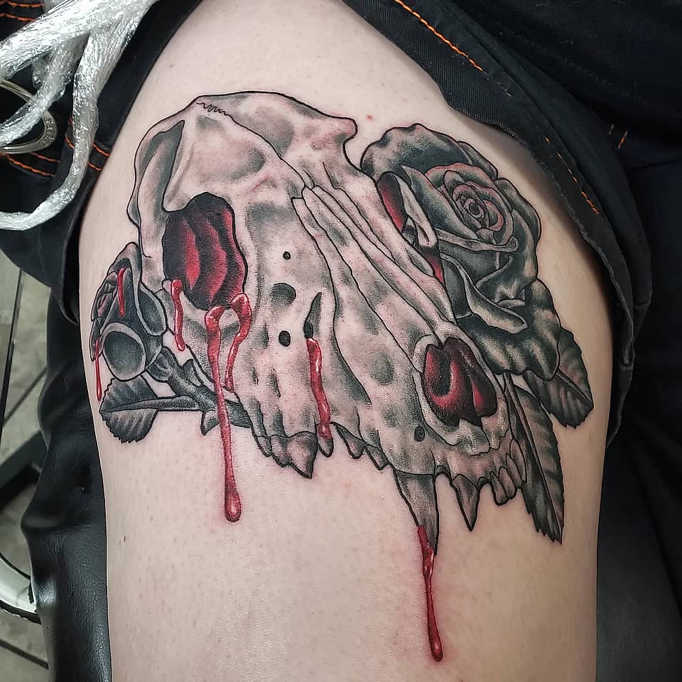 Bleeding Rose Skull
