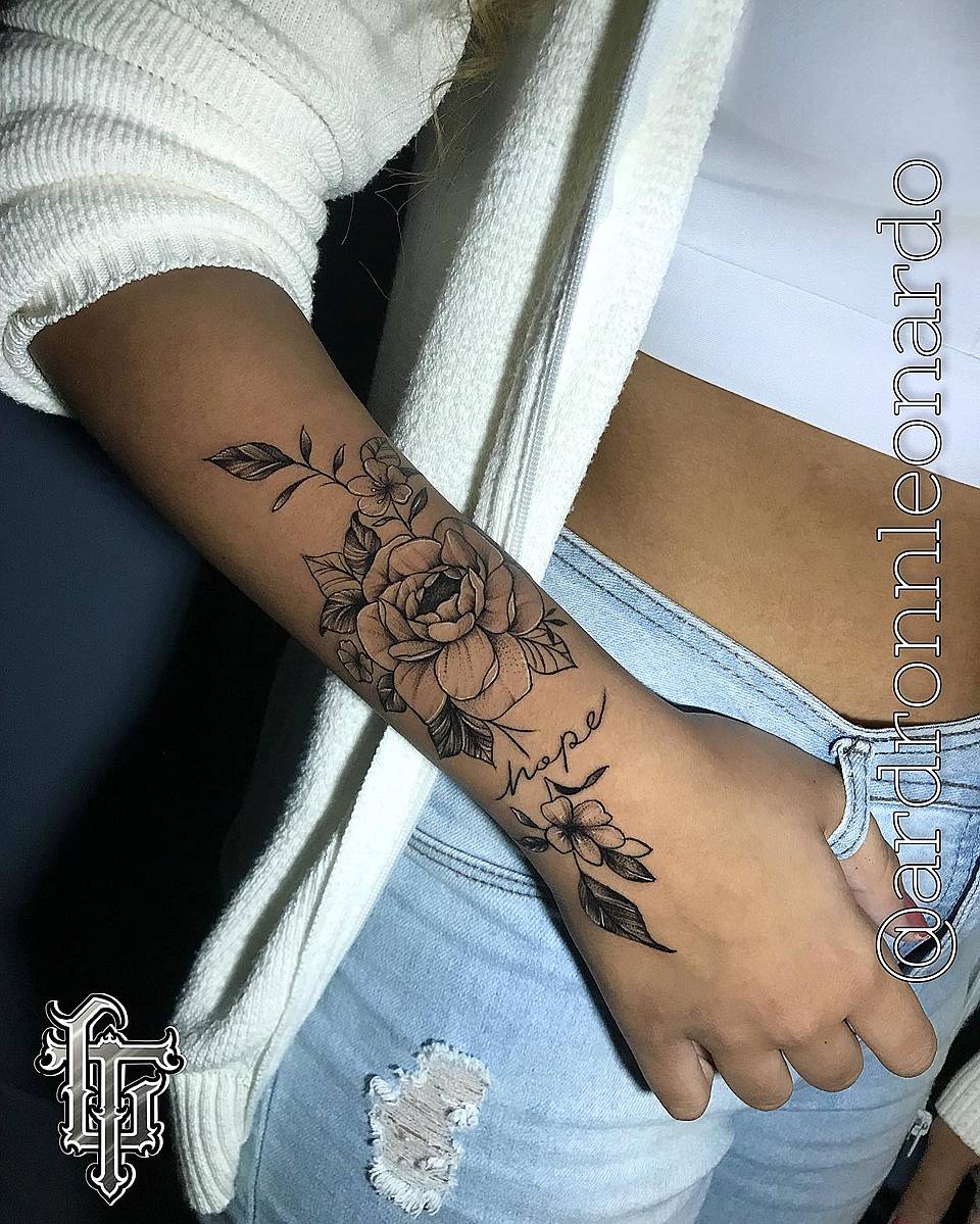 Blooming Rose with Script