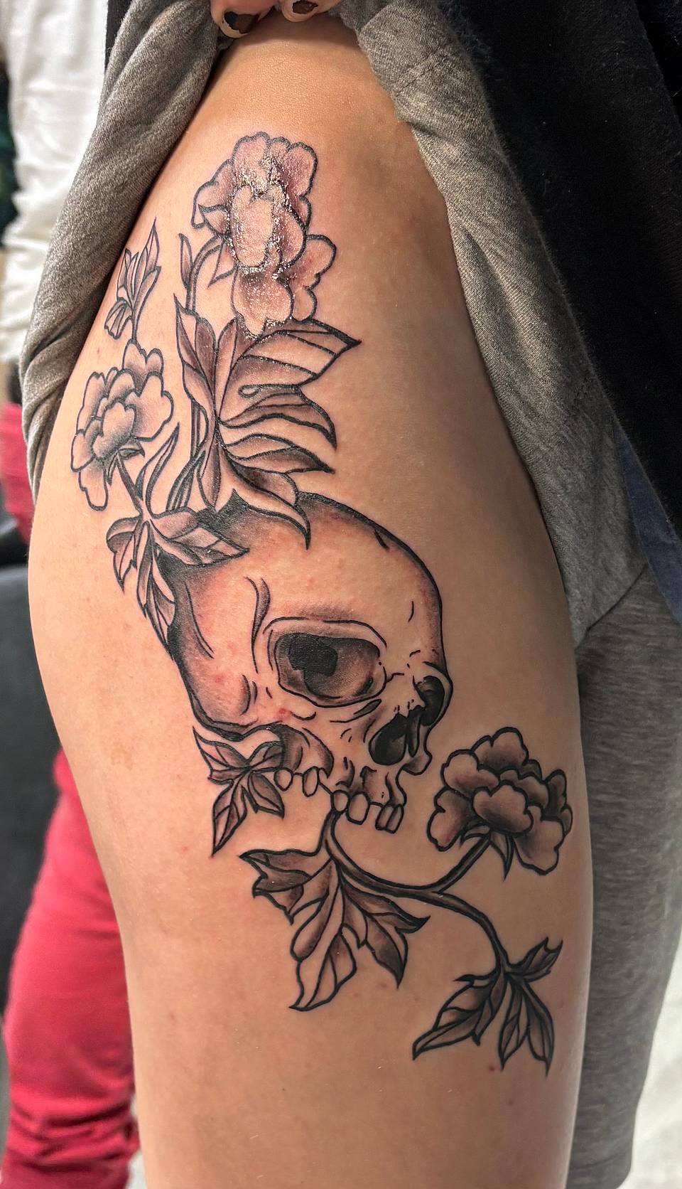 Blooming Skull with Peonies