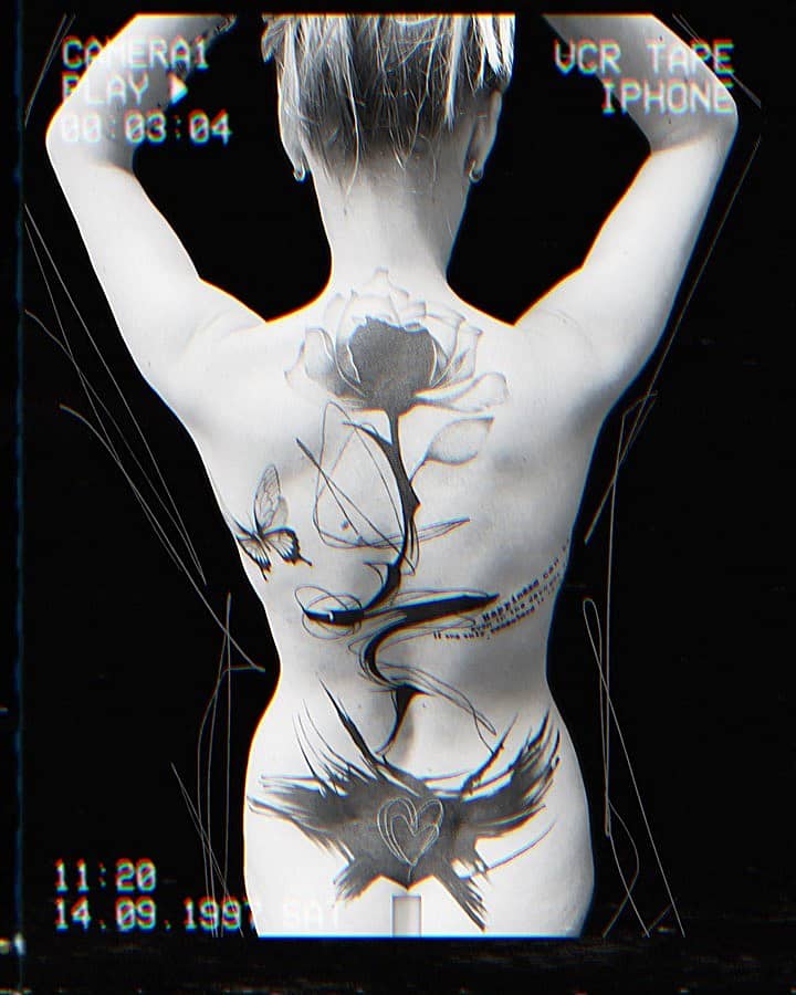 Blooming Spine: Rose & Ink-Splash Backpiece
