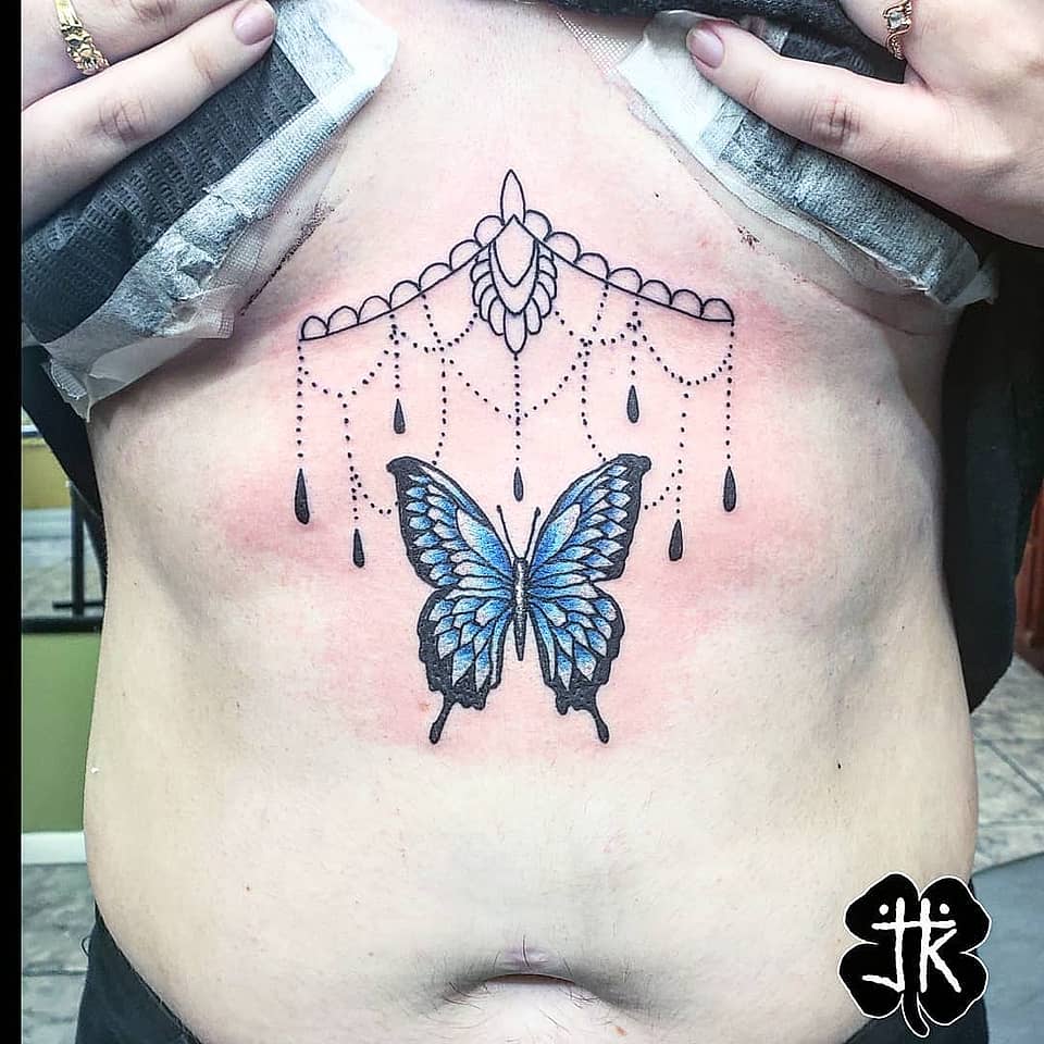 Blue Butterfly and Beaded Drape