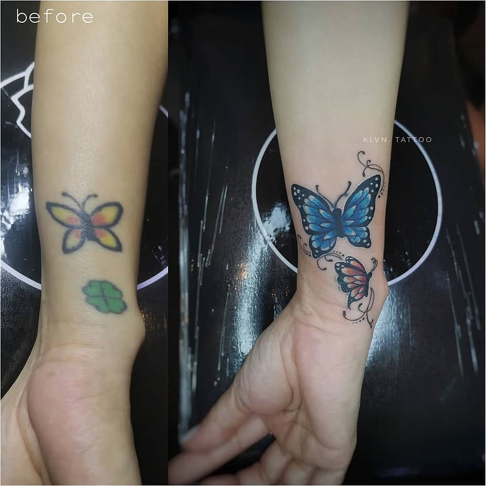 Blue & Coral Butterfly Cover-Up
