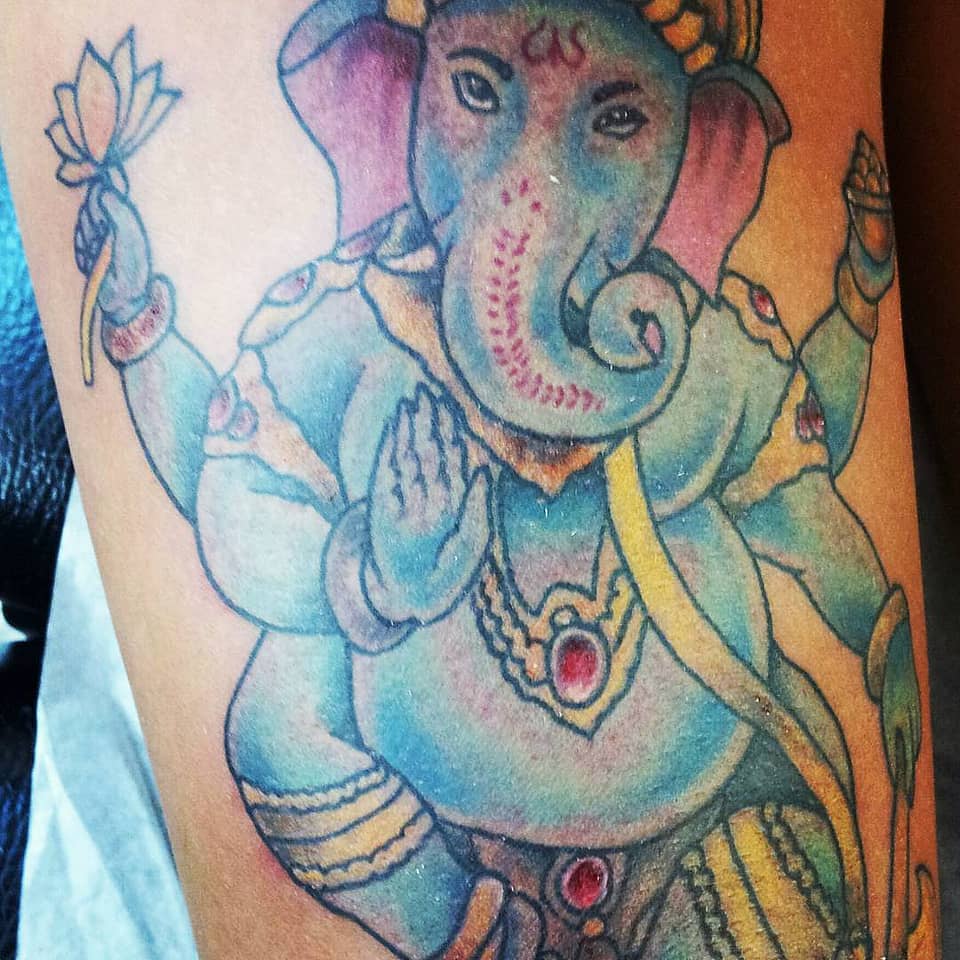 Blue Ganesha with Lotus