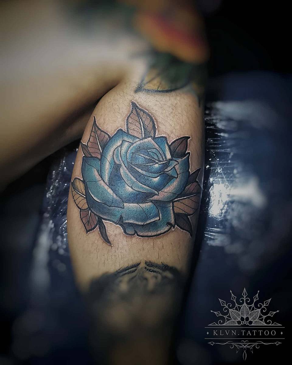 Blue Neo-Traditional Rose