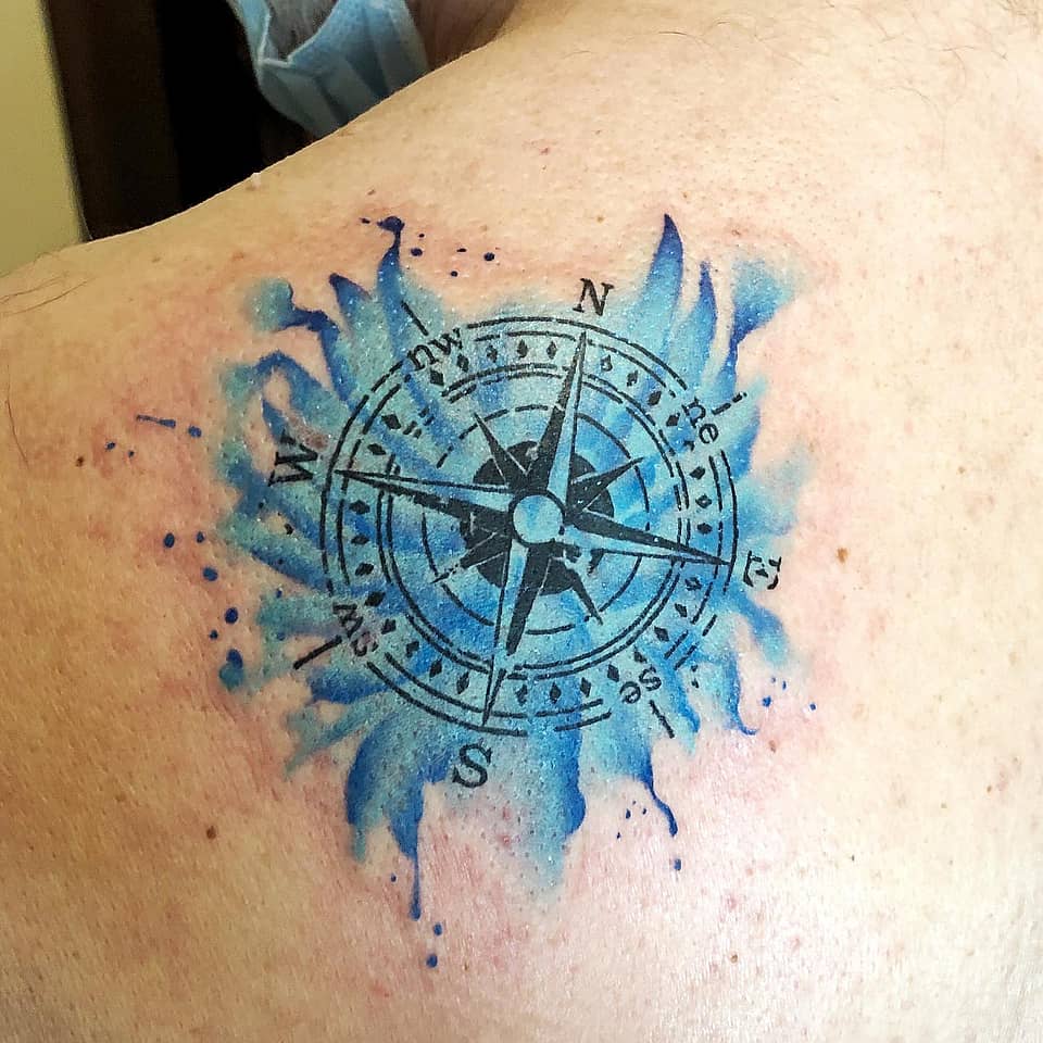 Blue Watercolor Compass Rose