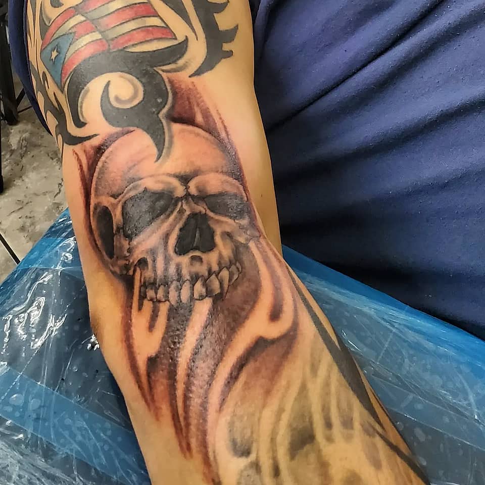 Boricua Flame Skull