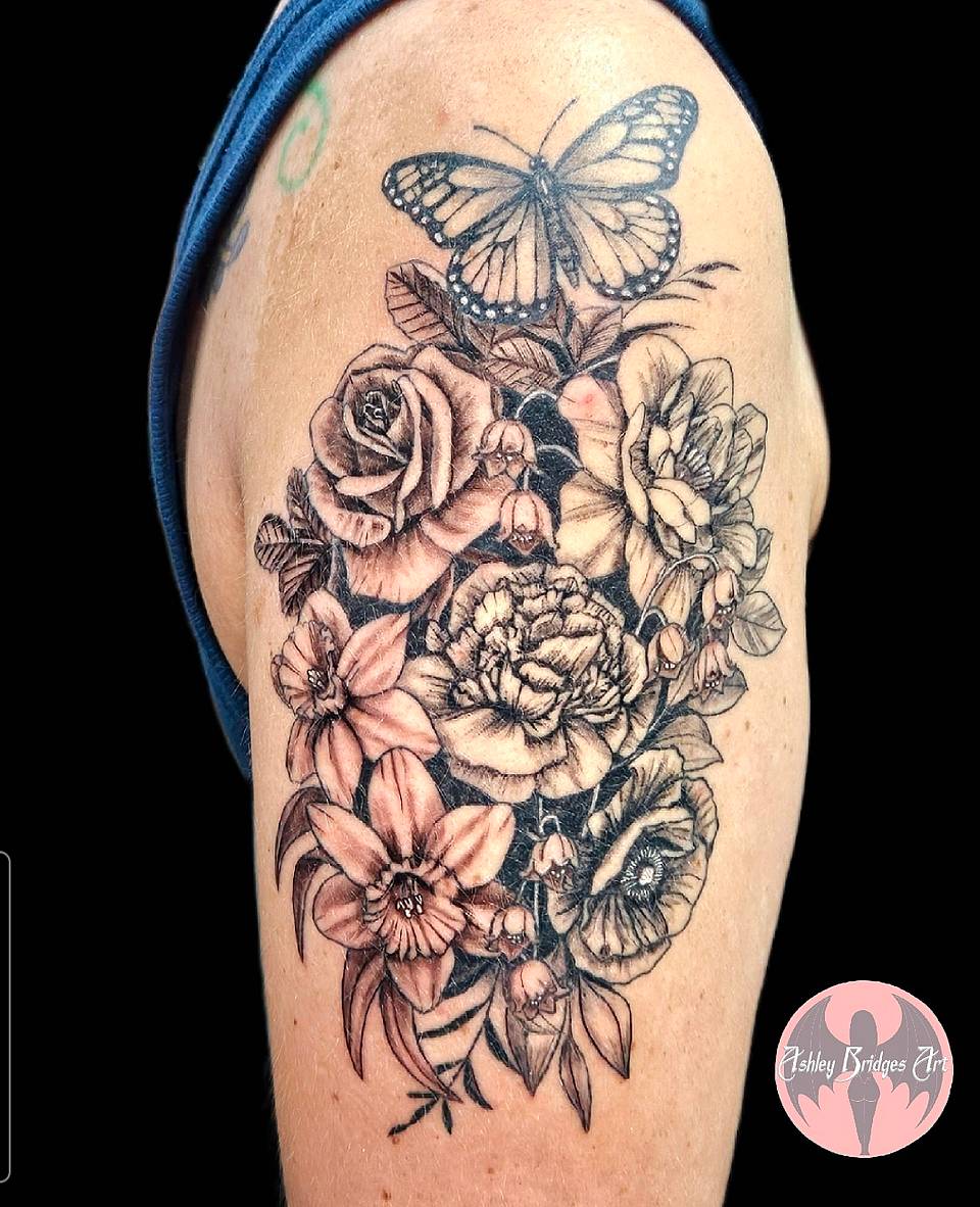 Botanical Bouquet with Butterfly
