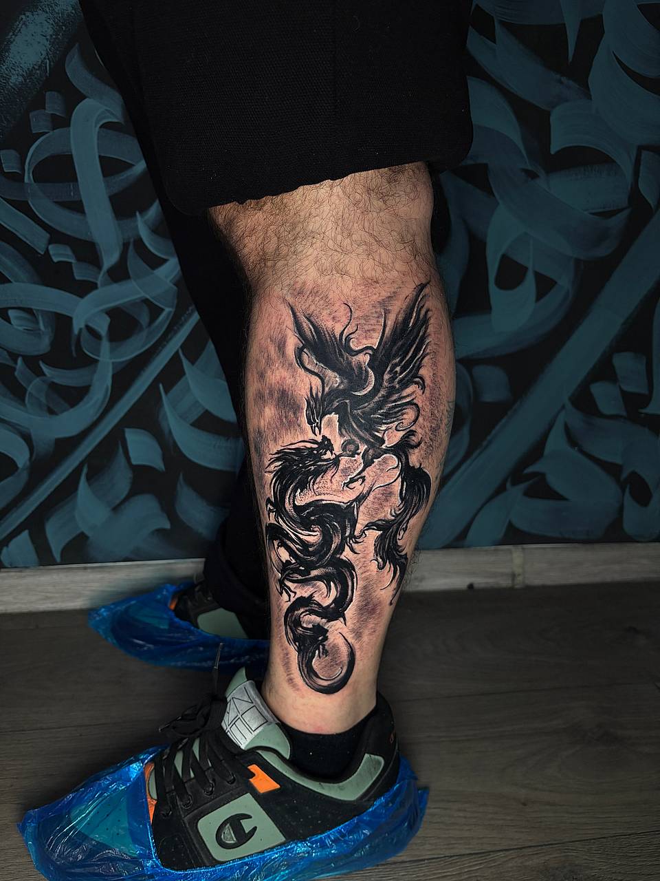 Brushstroke Phoenix And Dragon