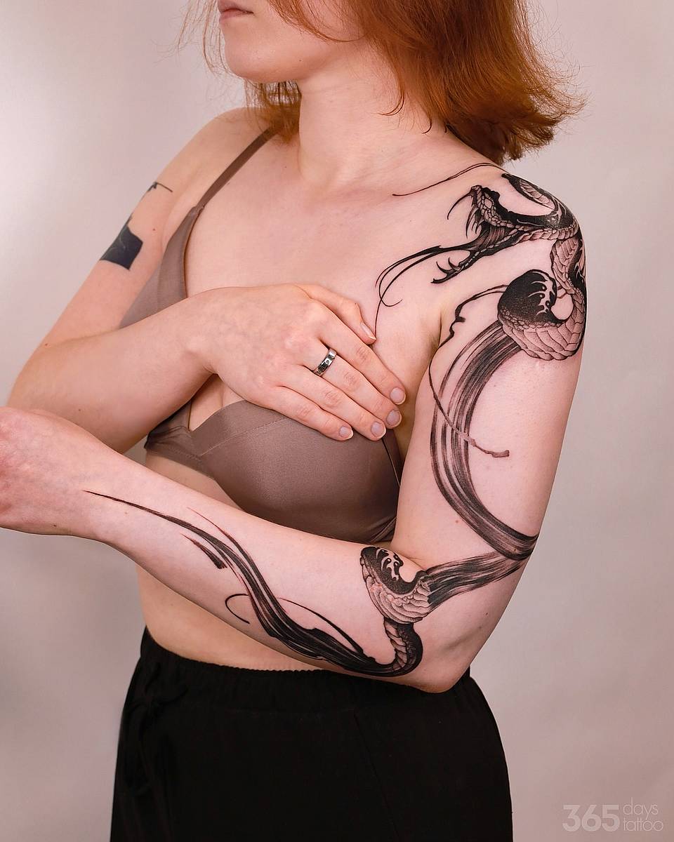 Brushstroke Serpent Half-Sleeve