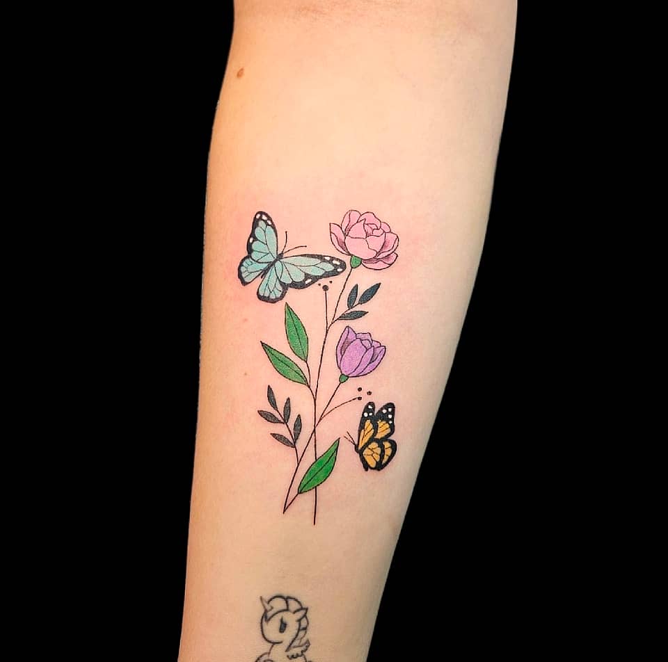 Butterflies and Wildflower Sprig