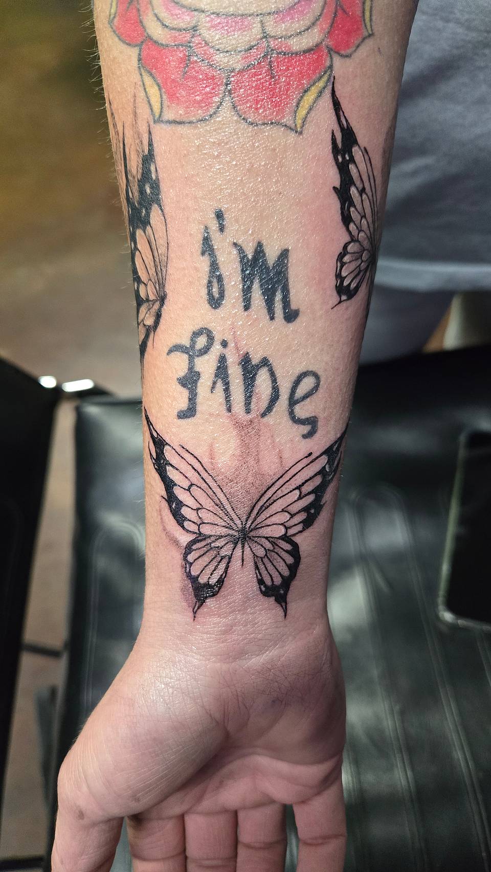Butterfly Wings with "I'm Fine" Script