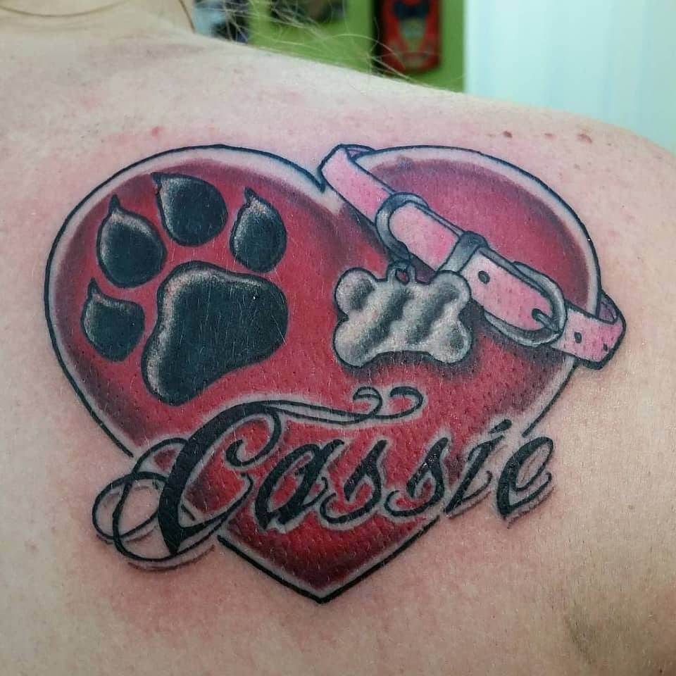 Cassie Pawprint Heart Memorial