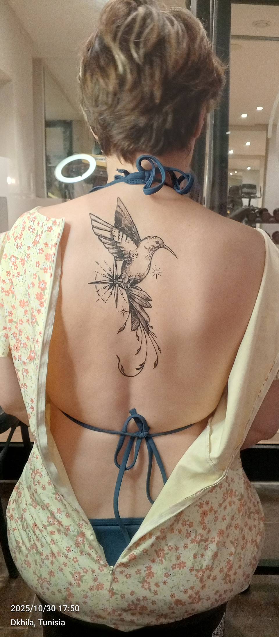 Celestial Hummingbird on Upper Back