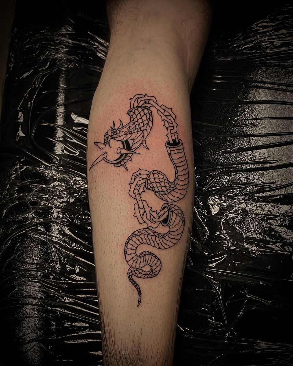 Chain-Wrapped Serpentine Dragon