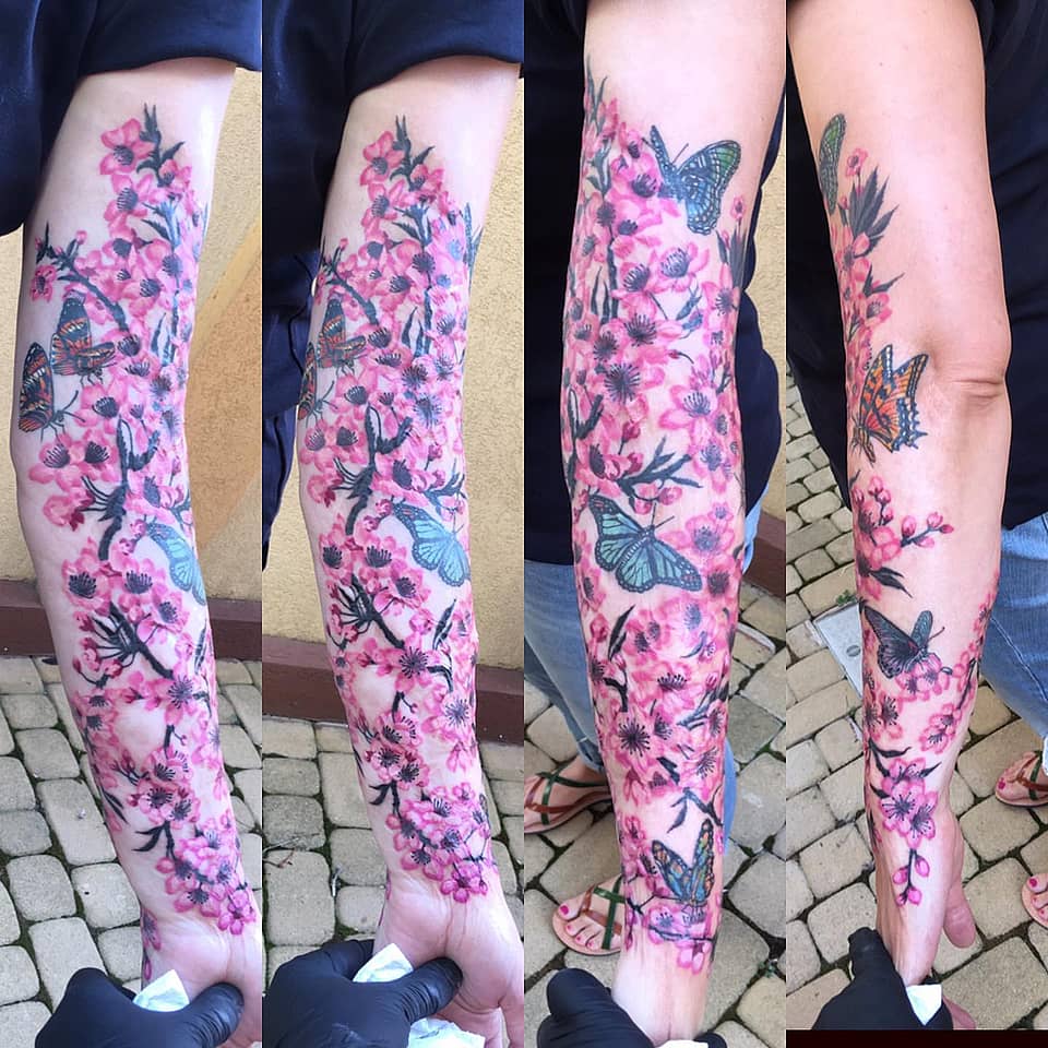 Cherry Blossom & Butterfly Sleeve