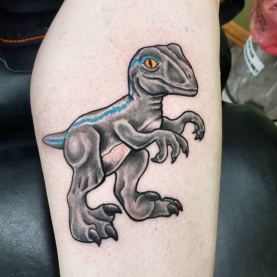 Chibi Velociraptor with Blue Stripe