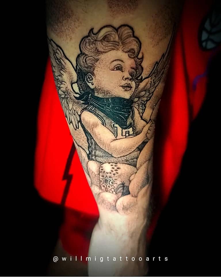 Chicano Cherub on Clouds
