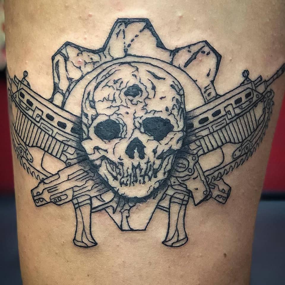 Cog Skull with Crossed Rifles