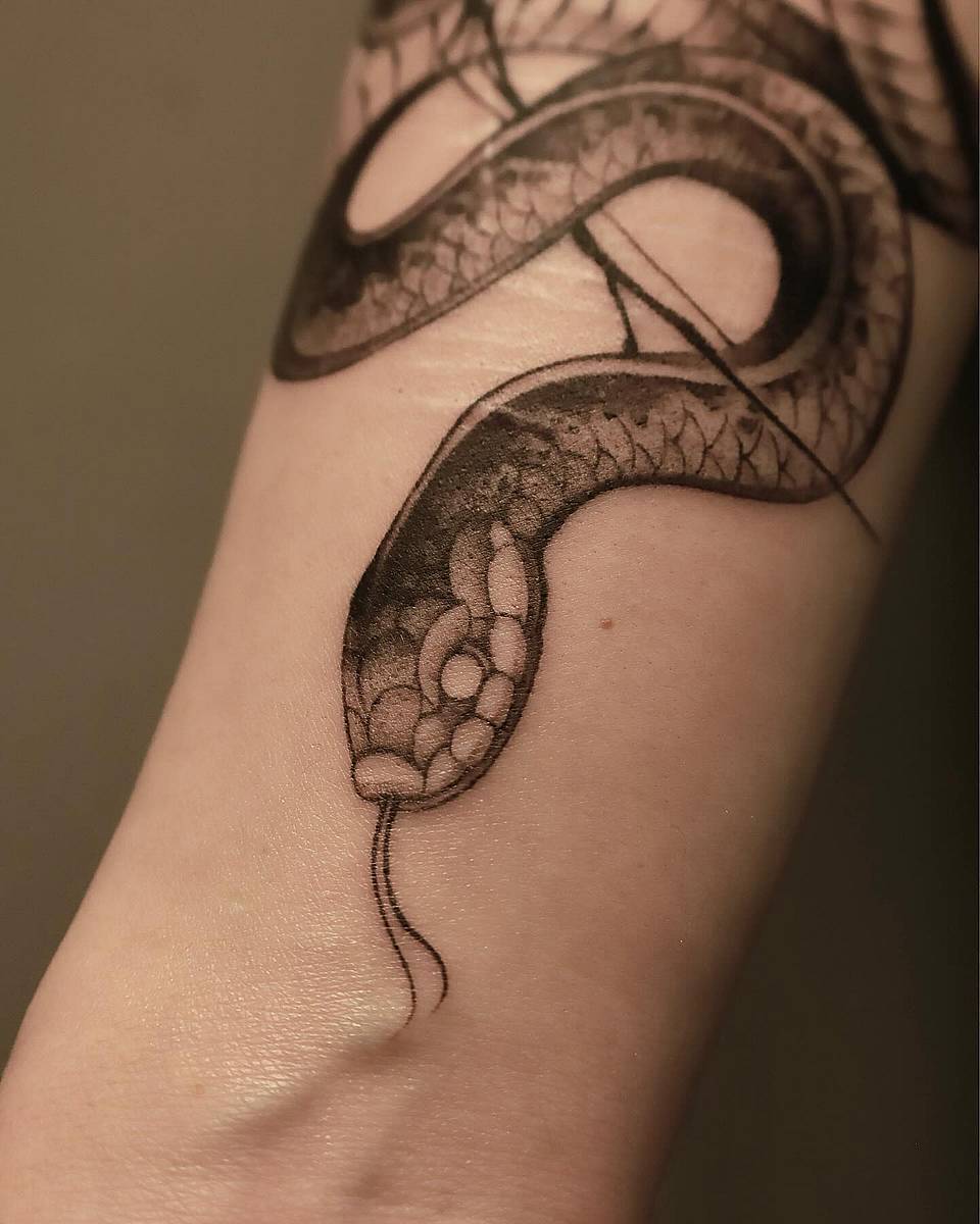 Coiled Dotwork Serpent