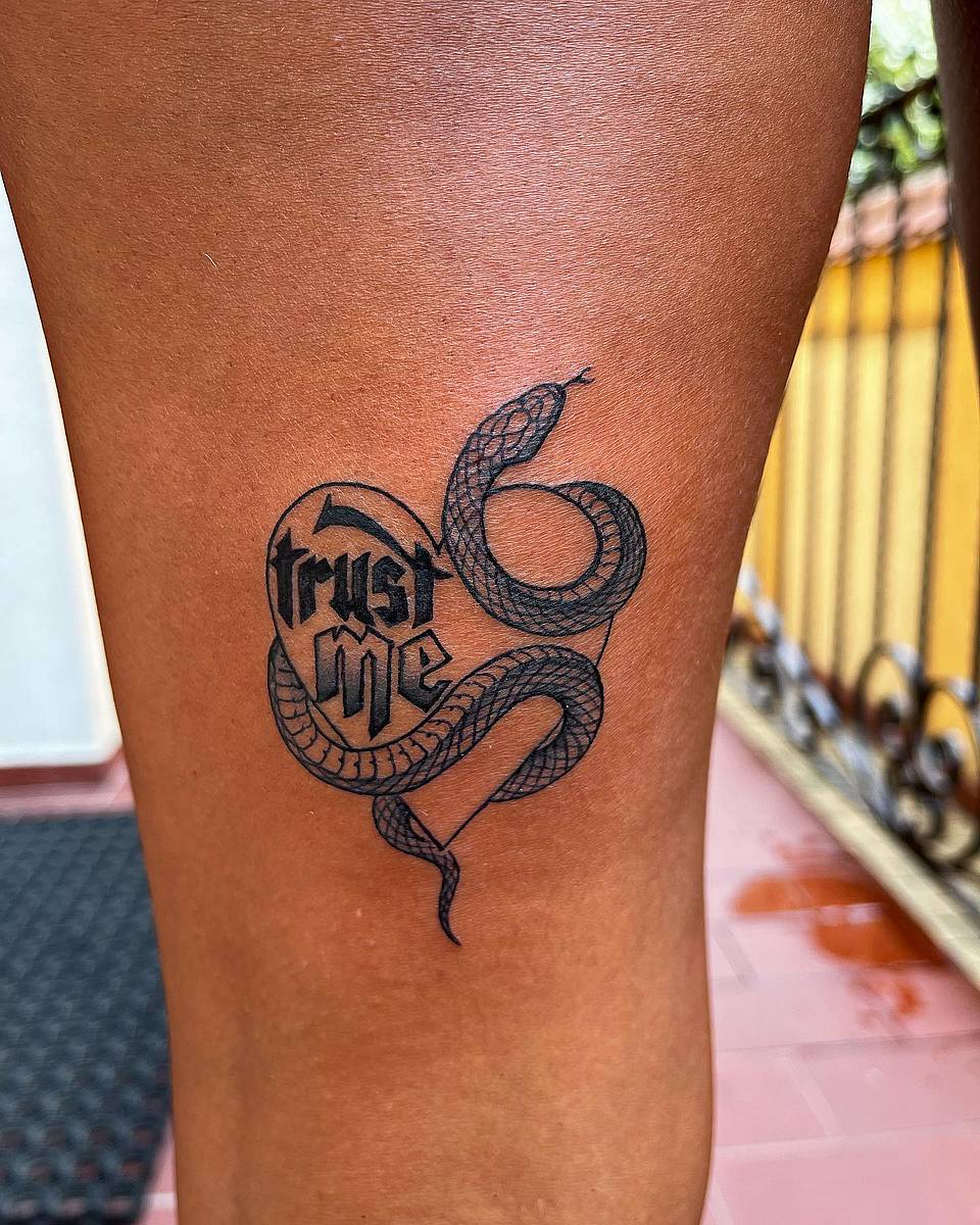 Coiled Snake with 'Trust Me'