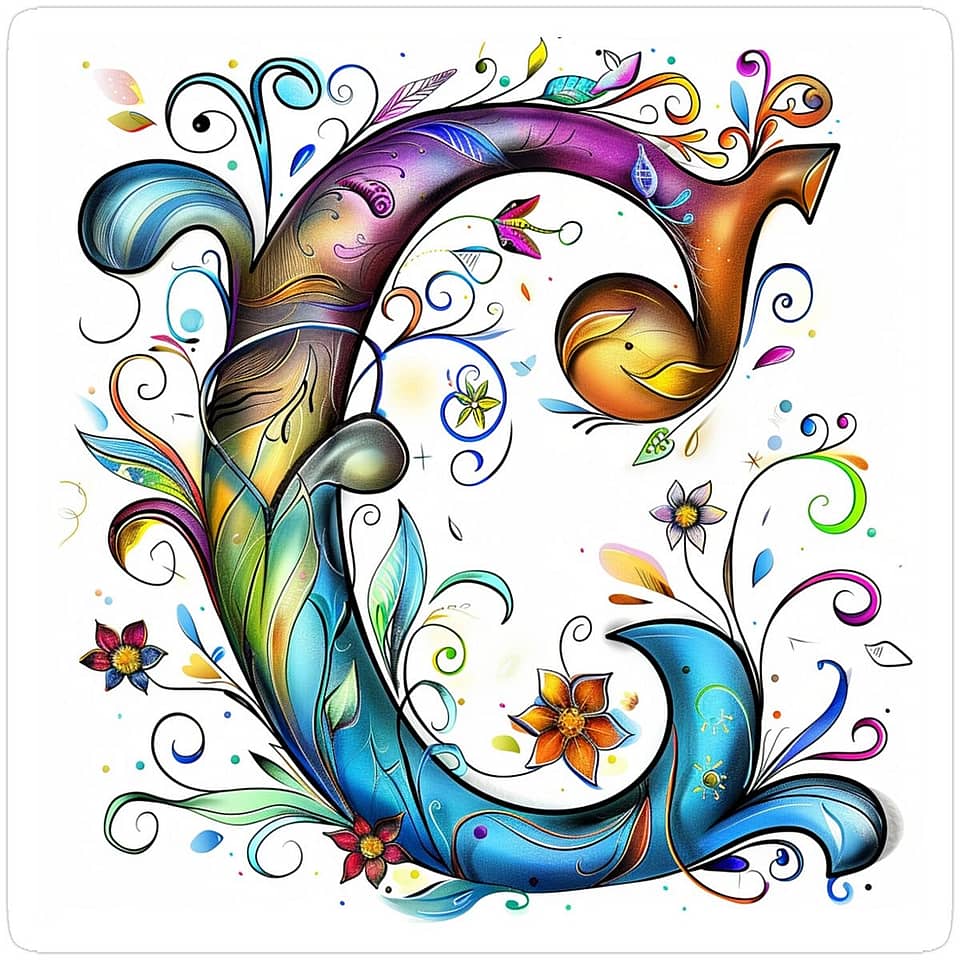 Colorful Floral C Monogram
