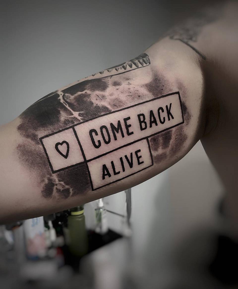 Come Back Alive Boxed Lettering